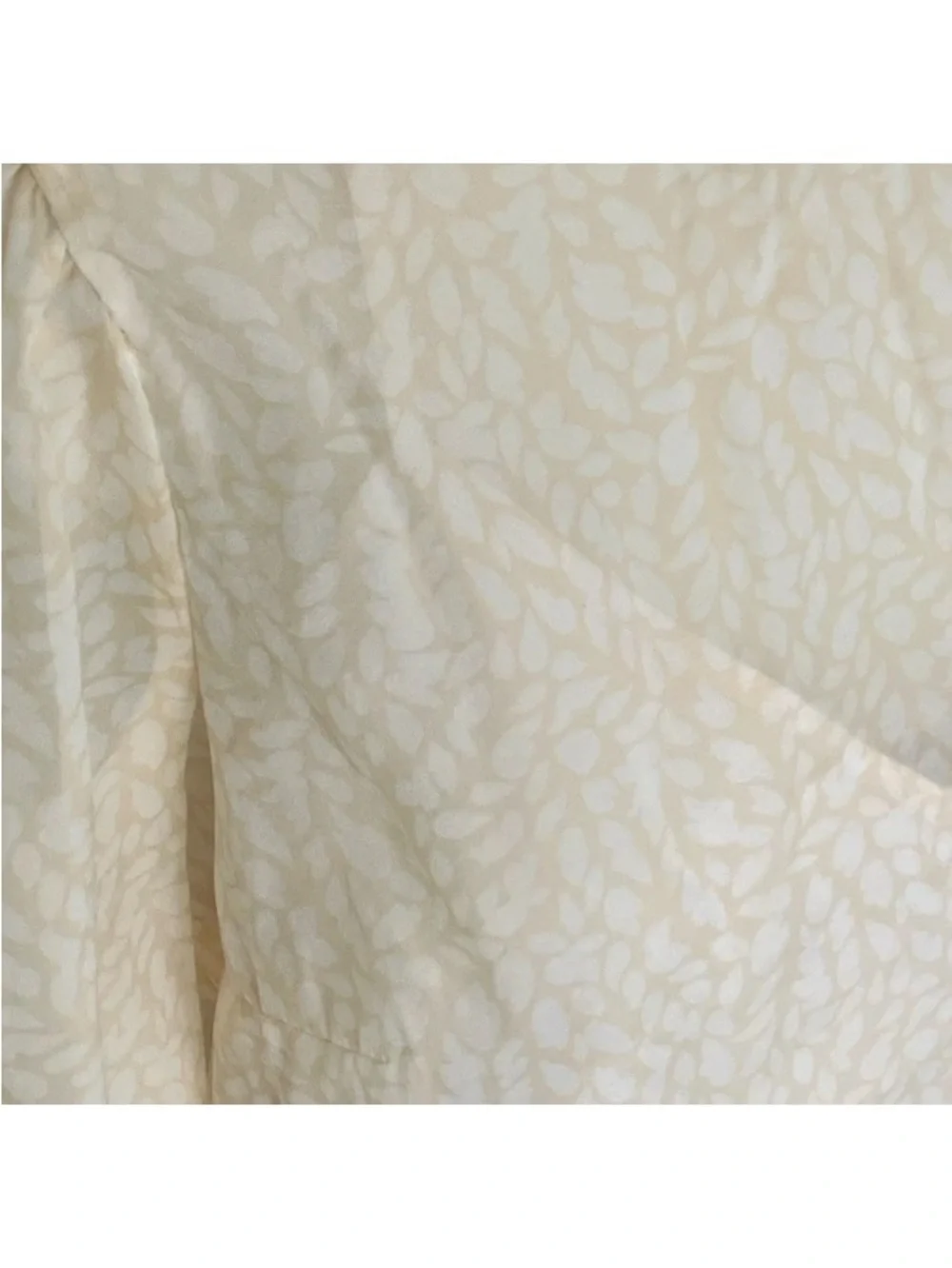Ann Taylor LOFT Women’s S Feather Print Tie Back Peplum Blouse In Ecru Cloud $70